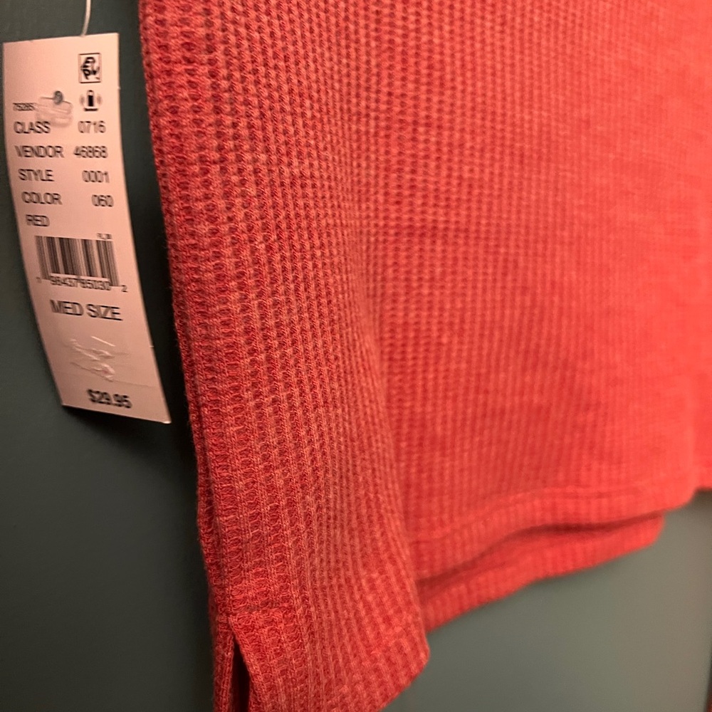PacSun Thermal Long Sleeve Cropped Top - Marbled Red - Picture 5 of 5